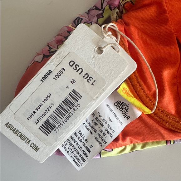 Agua Bendita Piper Suki Underwire Pink Line Floral Bikini Top - Picture 5 of 9